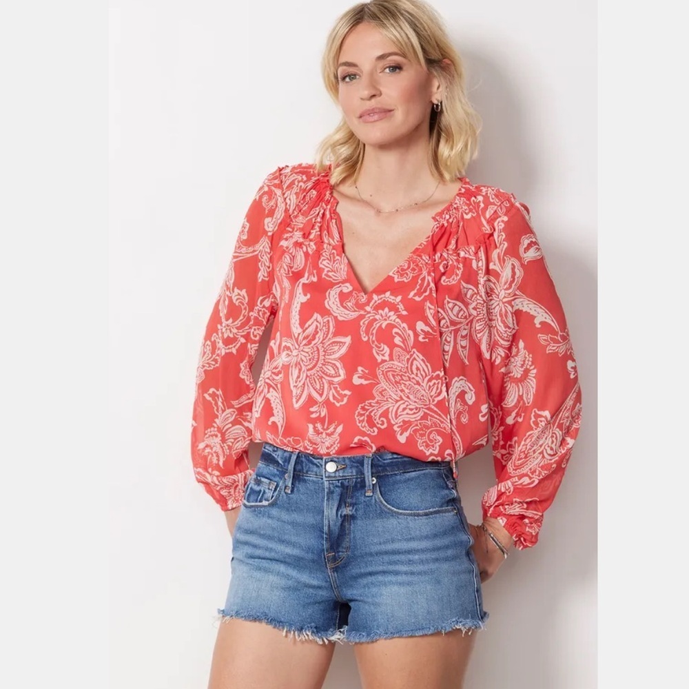 Evereve‎ Hayden Chiffon Gathered Blouse Small